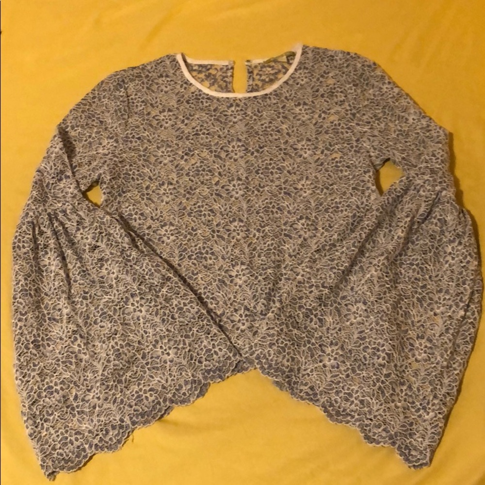 Lace blouse with bell sleeves